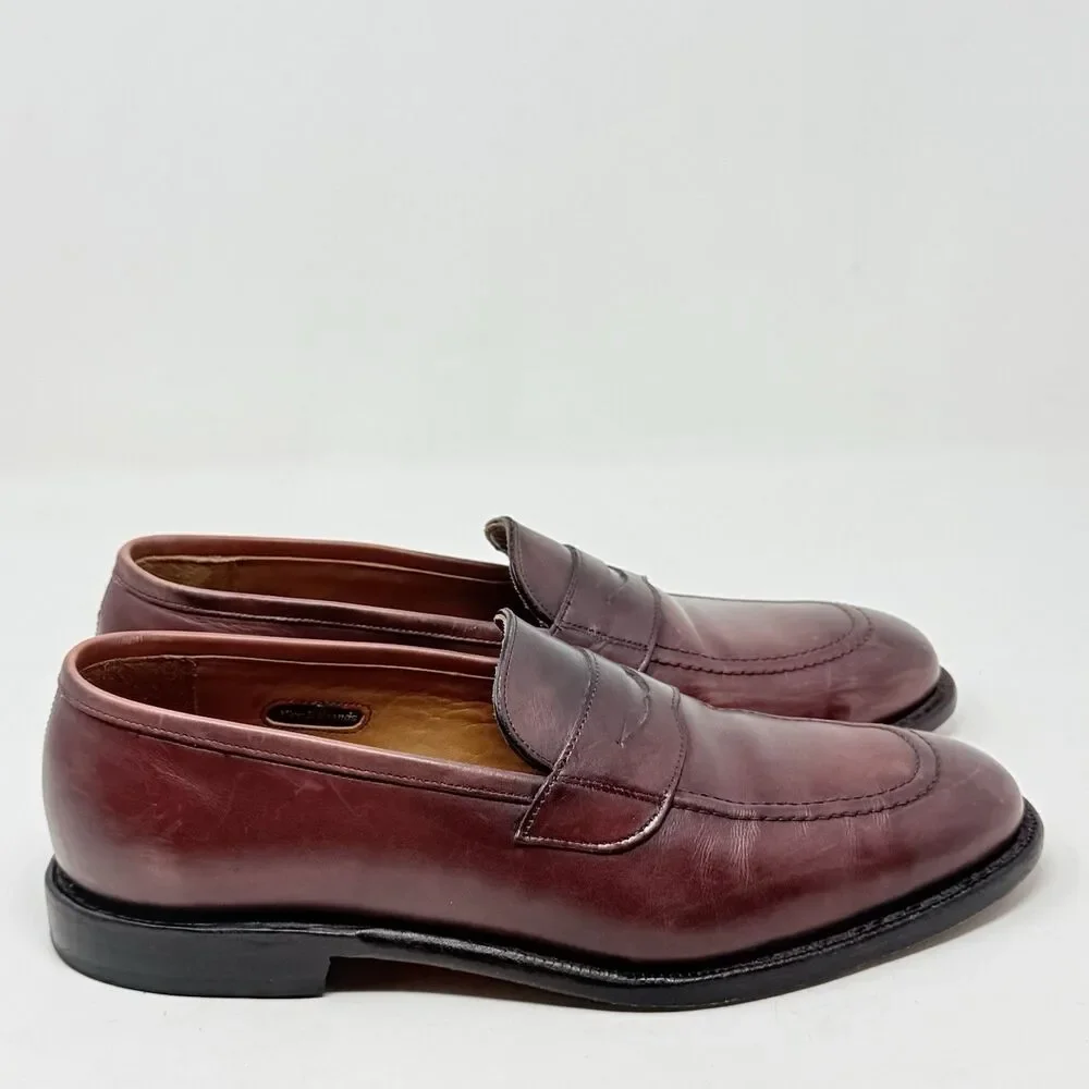 Allen Edmonds Lake Forest Penny Loafers Mens 9.5 D Burgundy Leather Dress Shoes